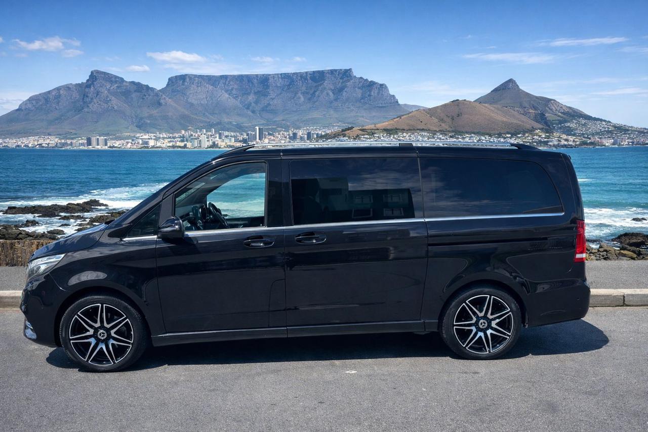 Black Mercedes V-Class with Table Mountain view