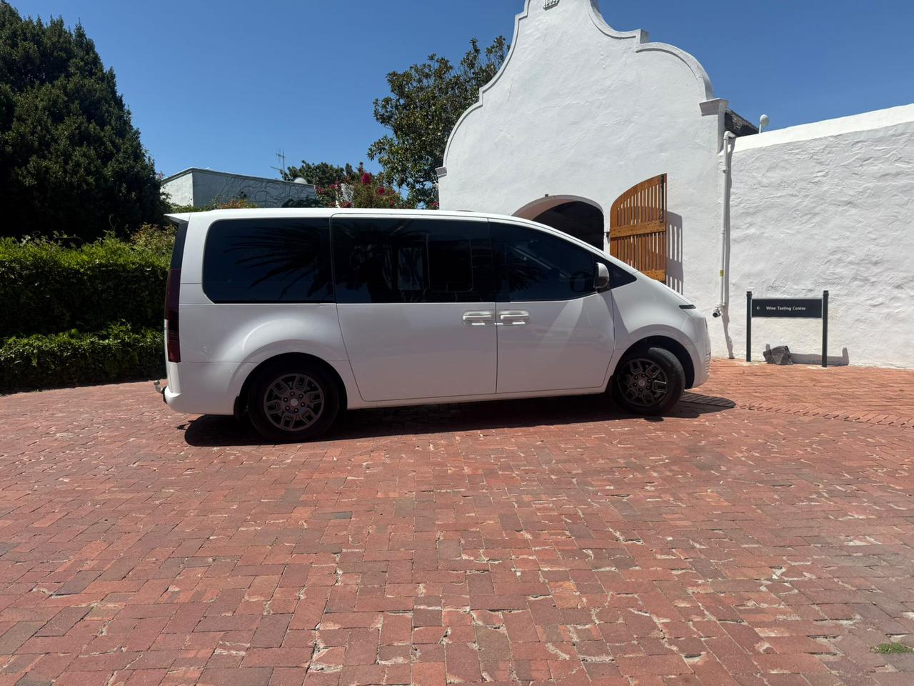 White Hyundai Staria at Cape Dutch wine estate